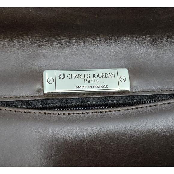 Vintage 1980s Charles Jourdan Paris Brown Leather Flap Crossbody Purse/Clutch - Picture 5 of 9